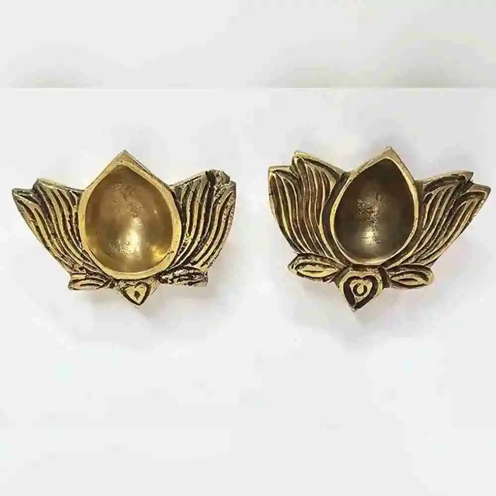 Brass Lotus Diya Pack of 2 for Diwali Decor Online
